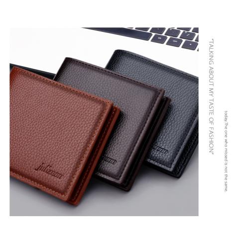 Customs Wallet with Zipper Closure luxury Men's PU and Polyester Lining Daily Use Card Holder Purse Leather Wallet