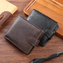 Factory Wholesale Men's Wallet Durable Leather Short PU Leather Zipper Buckle Money Clip New Leather Wallet Multi Card Position