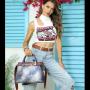 Ladysky Super product fashion tote bag for women super personalized metal letter handbag playful ladies shoulder jeans bag belt