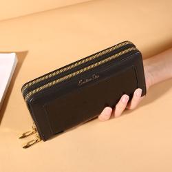 Double Zipper Large Capacity Ladies Purse Crocodile Print Clutch Bag Pure Color Customs Wallet For Women JY1105