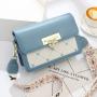 New Fashion Woman Bag Custom Letter Pure Color Small Square Bag With Lock Cover Contrasting Color Single Shoulder Bag