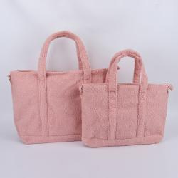 Keymay Hot Sale RTS Stock Fashion Teddy Sherpa Tote Large Crossbody Shoulder Bag Handbag Girls Women Handbag Tote Bag Zipper