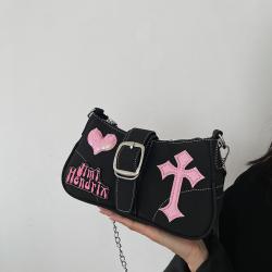 Hot Sale Dark Cross Design Women Underarm Bag Cool cross Style Handbag