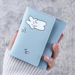 Small wallet women tri-fold short cute simple student wallets multi-card position coin purse cartoon ladies money clip