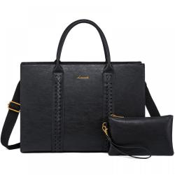 LOVEVOOK Women's Large Vintage Business computer Briefcase OEM Leather Office Work Bag 15.6 inch Laptop Tote Hand bags for Women