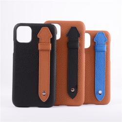 New Arrival Luxury Genuine Leather Mobile Phone Cover Case With Handle For Iphone 12 13 pro max 14 Plus