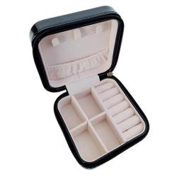 KBW592 Hot Fashion Portable Jewelry Box Ring Earring Organizer PU Zipper Flip Cover Travel Jewelry Box Customized