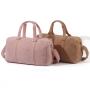 Low MOQ Stock Custom Designer Black  Fashion Cute Gift Large Capacity Soft Fuzzy Teddy Girls Plush Duffel Bag
