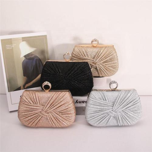 New arrival bling glitter fold design wedding party bag bridal clutches evening bags champagne wholesale women clutch pochette femme