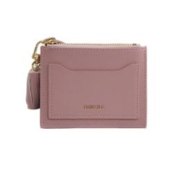 fashion rfid minimalist pu leather card holder wallet thin zipper keychain wallet card holder
