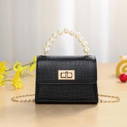 Ladies' bag, crocodile pattern jelly bag, cross-border bag, children's handbag, coin purse, pearl cross-body bag