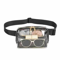 Custom Stadium Approved Women Men Tpu PVC Fanny Pack Crossbody Pouch Waist Bag 1L Clear Belt Bag with Metal Logo