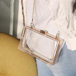 Daily wear multi-colors gold frame ladies fashion acrylic bag box 2024 CUBAN CHAIN