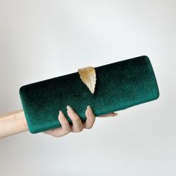 Hot Selling Metal Leaf Buckle Clutch Bag Party Lady Chain Shoulder bags Velvet Clutch Evening  Bags Women