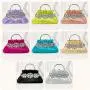 HR666 Women New Designed Silk-like Inlaid Diamond Brightly Clutch Handbag Fashion Retro Dinner Bag Ladies Luxury Party Bag