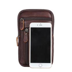 Genuine leather men's outdoor sports waist bag with leather belt