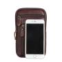 Genuine leather men's outdoor sports waist bag with leather belt