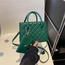 2024 New Small Square Diamond Lattice Bag Pu Solid Zipper Fashion Single Shoulder Messenger Bag With Purse Ladies Handbag