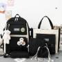 Student backpack new school bags female large capacity Korean style five sets of student schoolbag outdoor travel shoulder bags