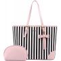 2022 LOVEVOOK Stripe PU leather tote bag Waterproof Large women's handbags business office ladies laptop tote bags with custom
