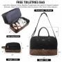 Realer Custom Fashion Women PU Duffel Canvas Bag with Shoe Compartment Toiletry Flight Approved Luggage Duffle Travel Bags