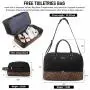 Realer Custom Fashion Women PU Duffel Canvas Bag with Shoe Compartment Toiletry Flight Approved Luggage Duffle Travel Bags