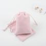 Custom Emboss Logo Velvet Earring Ring Jewelry Drawstring Pouch Small Pink Eyelash Brush Cosmetic Velvet Bag