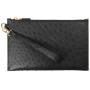 New Fashion Luxury High End Quality Ostrich Skin Purse Personalized Custom Zipper Flat Men Pouch Clutch Bag With Wrist Strap