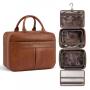 LOVEVOOK wholesale bathroom makeup bags with Hanging Hook waterproof Portable Leather Cosmetic purses for women Toiletry Bag