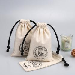 High Quality Organic Cotton Muslin Drawstring Bag Candle Gift Amulet Packaging Cotton Pouch