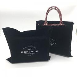 High End Black Velvet Travel Dust Envelope Pouch For Handbag Custom Logo Printed Velvet Gift Pillow Cover Bag