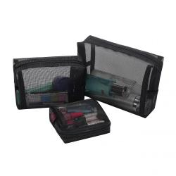 Mesh Makeup Black Mesh Zipper Pouch Travel Cosmetic Organizer Case for Daily Toiletries Accessories Purse Bag