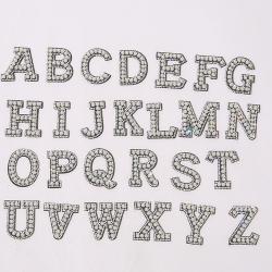 Stock Black Self Adhesive Rhinestone Sparkle Letter Sew Iron on Alphabet Embroidery Clothes English A-Z Designer Patches