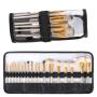 Gelory Wholesale Makeup Brush Set Organizer Rolling Cosmetic Pouch Custom Logo Travel Makeup Brushes Roll Up Bag