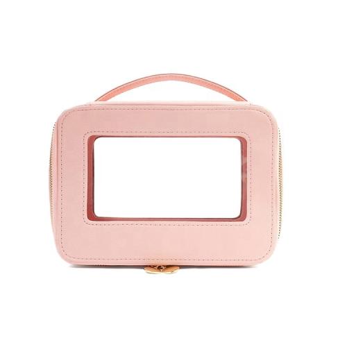 Clear Travel Case Pink Clear Travel Toiletry Makeup Bag with Zipper for Women