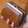 ZR444 Fashion Retro Woman Short Wallet Card Bag Lattice Card Holder Case Girl Purse Female Money Clip Billfold Zipper PU Leather