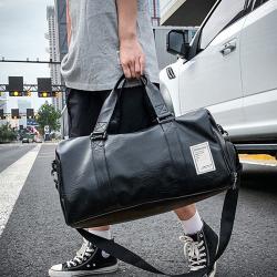 Custom Logo Luxury Designer PU Leather Gym Sport Duffle Bag with Shoe Compartment Weekender Travel Bags for Men