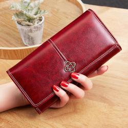 Wallet Women's Long Retro Oil and Wax Skin Large Capacity Handbag
