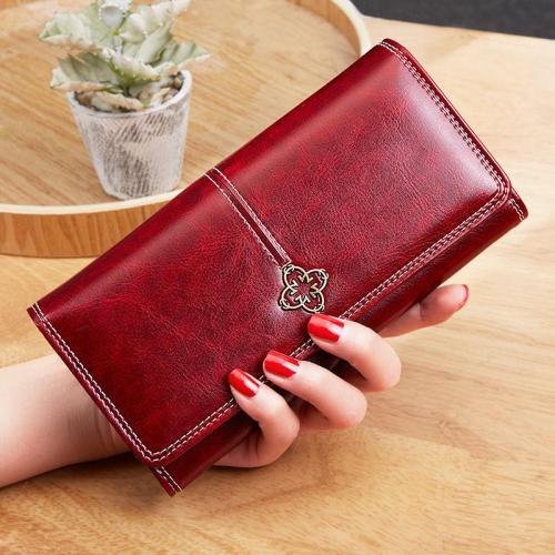 Wallet Women's Long Retro Oil and Wax Skin Large Capacity Handbag