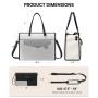 LOVEVOOK 2pcs 15.6in Vintage Leather Tote Bag Business Work Bags Office Briefcase with Clutch Purse Handbag Laptop Bag for Women