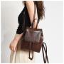 HR596 Women Bag New Fashion Backpack Girl Retro Drawstring PU Leather Schoolbag Female Versatile Brown Soft Small Travel Bag