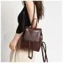 HR596 Women Bag New Fashion Backpack Girl Retro Drawstring PU Leather Schoolbag Female Versatile Brown Soft Small Travel Bag