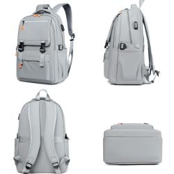 ZF096 New Casual Shoulder Bag Men Outdoor Waterproof Travel Backpack Oxford Cloth Laptop Bag Student Schoolbag USB Port