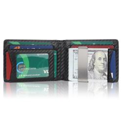 Wholesale custom carbon fiber money clip leather clip card holder wallet men money clip