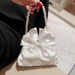 2024 New wholesale women luxury small white evening purses retro satin clutch bag handbags sac tendance 2024