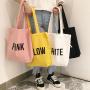 Gelory Factory Sale Custom Fashionable Multi Color Recycled Large Capacity Letter Shoulder Canvas Bag