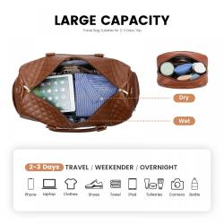 LOVEVOOK Fashion New Design Custom Quilted Pu Leather Weekend Travel Duffel Bag Leather Waterproof Spend The Night Duffle Bag