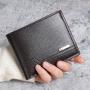 2024 New men's wallet fashion plaid horizontal soft leather men's short wallet large capacity multi-card purse