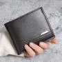 2024 New men's wallet fashion plaid horizontal soft leather men's short wallet large capacity multi-card purse