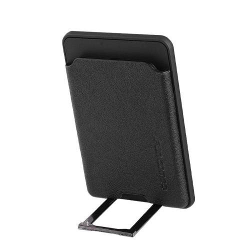 ZF207 New Metal Leather Hidden Pull Out Phone Holder Universal Desktop Magnetic Card Case